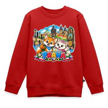 Tavi & Nela in Praha - Kinder Premium Organic Sweatshirt - Rot - Vorne - AI Model Kid Female (0cm)