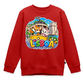 Tavi & Nela in Lisboa - Kinder Premium Organic Sweatshirt - Rot - Vorne - AI Model Kid Female (0cm)