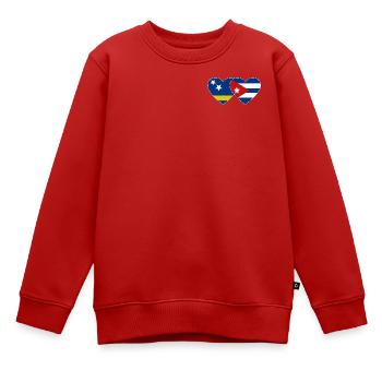 Curacao Kuba Flagge Herz - Kinder Premium Organic Sweatshirt - Rot - Vorne - AI Model Kid Female (0cm)