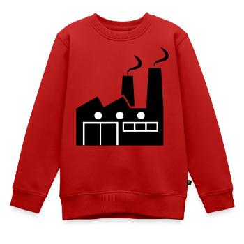 Abstrakte geometrische Linienkunst einer Fabrik - Kinder Premium Organic Sweatshirt - Rot - Vorne - AI Model Kid Female (0cm)