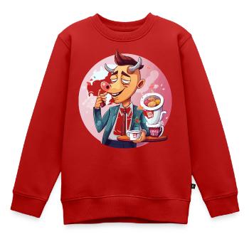 Büro-Bulle mit Kaffee und Kuchen - Kinder Premium Organic Sweatshirt - Rot - Vorne - AI Model Kid Female (0cm)