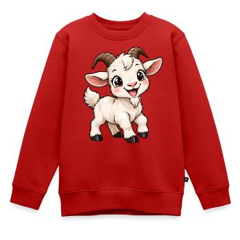 Ziege Kawaii Style – Süßes Bauernhoftier - Kinder Premium Organic Sweatshirt - Rot - Vorne - AI Model Kid Female (0cm)