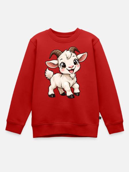 Ziege Kawaii Style – Süßes Bauernhoftier - Kinder Premium Organic Sweatshirt - Rot