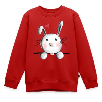Hase mit Herz - Hasi - Häschen - Mucki - Hasen - Kinder Premium Organic Sweatshirt - Rot - Vorne - AI Model Kid Female (0cm)