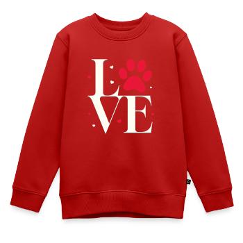 Liebe mit Pfotenabdruck - Kinder Premium Organic Sweatshirt - Rot - Vorne - AI Model Kid Female (0cm)