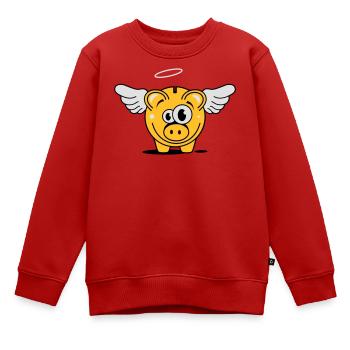 Une tirelire avec des ailes et le halo - Sweat Premium enfant bio - rouge - Devant - AI Model Kid Female (0cm)