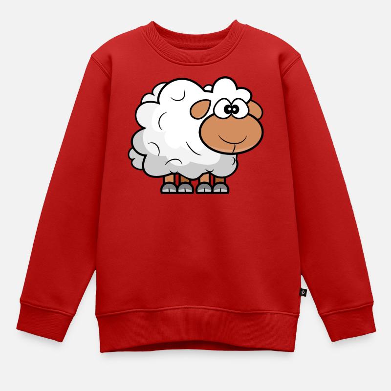 Moutons comiques de dessin animé - Sweat Premium enfant bio - rouge