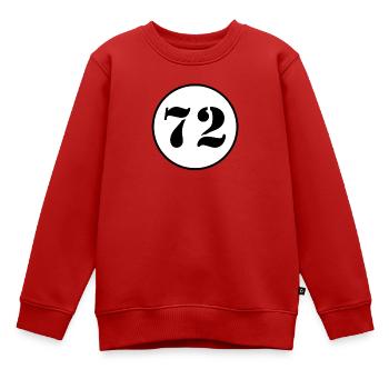 NUMÉRO 72 soixante-douze cadeau d'anniversaire - Sweat Premium enfant bio - rouge - Devant - AI Model Kid Female (0cm)