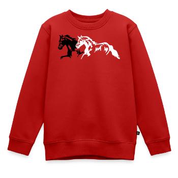 Chevaux étalon - jument - poulain - Sweat Premium enfant bio - rouge - Devant - AI Model Kid Female (0cm)