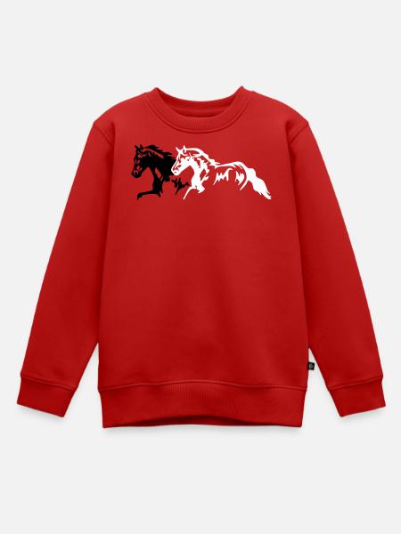 Chevaux étalon - jument - poulain - Sweat Premium enfant bio - rouge