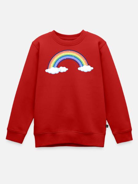Vibrant Rainbow Over Clouds - Kids Premium Organic Sweatshirt - red