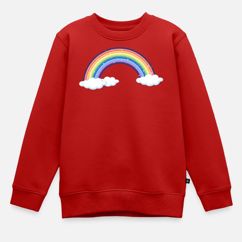 Vibrant Rainbow Over Clouds - Kids Premium Organic Sweatshirt - red