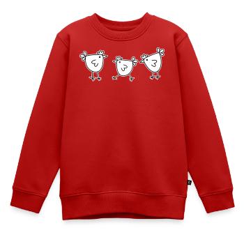 3 Hühner Hennen Federvieh - Kinder Premium Organic Sweatshirt - Rot - Vorne - AI Model Kid Female (0cm)