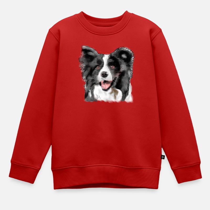 Border Collie - Sweat Premium enfant bio - rouge