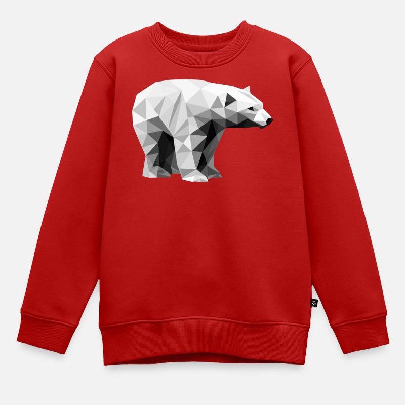Geometrischer Eisbär | Low-Poly-Arktis-Tier - Kinder Premium Organic Sweatshirt - Rot
