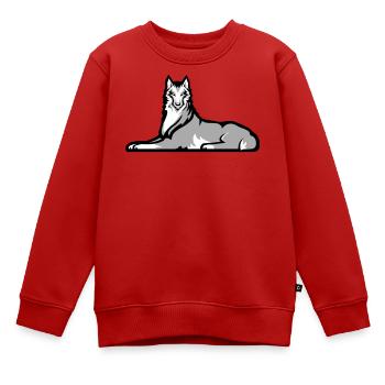 Loup solitaire tchétchène - Sweat Premium enfant bio - rouge - Devant - AI Model Kid Female (0cm)