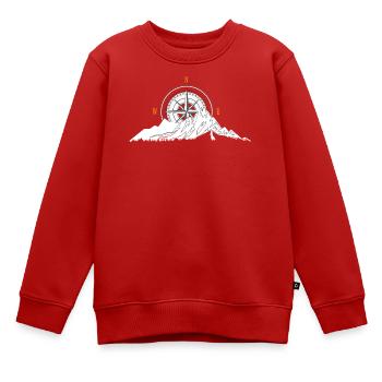 Berg und Kompass - Kinder Premium Organic Sweatshirt - Rot - Vorne - AI Model Kid Female (0cm)