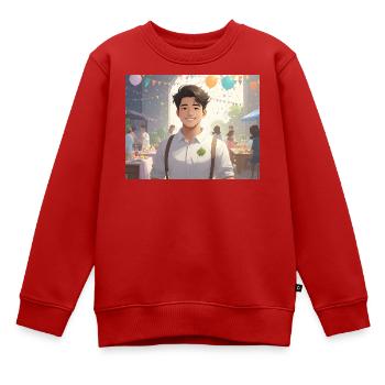 Porträt eines jungen Mannes auf einem Sommerfest - Kinder Premium Organic Sweatshirt - Rot - Vorne - AI Model Kid Female (0cm)