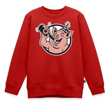 Cochon avec bouteille de célébration - Sweat Premium enfant bio - rouge - Devant - AI Model Kid Female (0cm)
