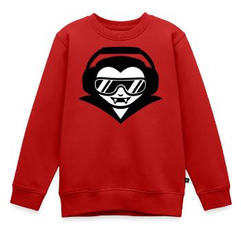 Vampir DJ mit Kopfhörern und Sonnenbrille - Kinder Premium Organic Sweatshirt - Rot - Vorne - AI Model Kid Female (0cm)