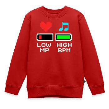 LOW MP HIGH BPM Pixel Art Gaming Musique - Sweat Premium enfant bio - rouge - Devant - AI Model Kid Female (0cm)
