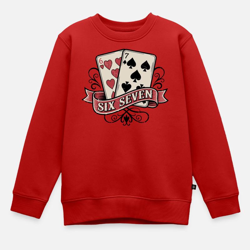 SIx Sieben Karten - Kinder Premium Organic Sweatshirt - Rot