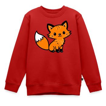 Fuchs Niedlich Comic - Kinder Premium Organic Sweatshirt - Rot - Vorne - AI Model Kid Female (0cm)