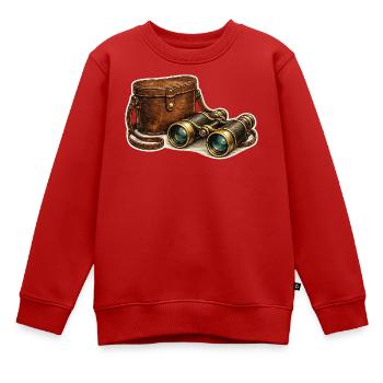 Vintage Expedition Fernglas Tasche - Kinder Premium Organic Sweatshirt - Rot - Vorne - AI Model Kid Female (0cm)