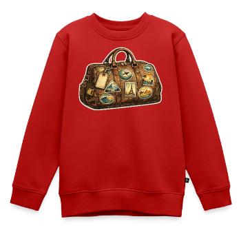 Autocollants vintage pour valises de voyage - Sweat Premium enfant bio - rouge - Devant - AI Model Kid Female (0cm)
