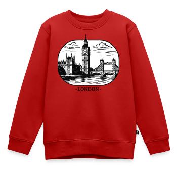 London Linienstil: Big Ben und Tower Bridge - Kinder Premium Organic Sweatshirt - Rot - Vorne - AI Model Kid Female (0cm)