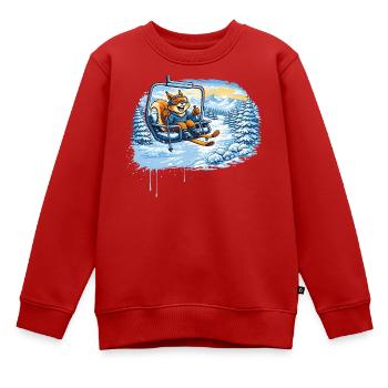Lustiges Eichhörnchen im Skilift –Winterspaß Motiv - Kinder Premium Organic Sweatshirt - Rot - Vorne - AI Model Kid Female (0cm)