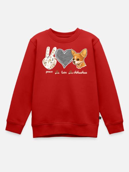 Chihuahua Chihuahueño Peace Love - Kinder Premium Organic Sweatshirt - Rot