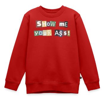Collage de lettres SYMA - Sweat Premium enfant bio - rouge - Devant - AI Model Kid Female (0cm)