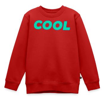 Cool retro cyan lettering - Kids Premium Organic Sweatshirt - red - Front - AI Model Kid Female (0cm)