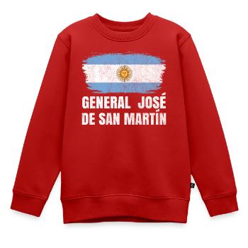 General Jose de San Martin Argentina Design - Kinder Premium Organic Sweatshirt - Rot - Vorne - AI Model Kid Female (0cm)