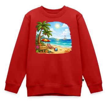 Willkommen am Tropenstrand - Kinder Premium Organic Sweatshirt - Rot - Vorne - AI Model Kid Female (0cm)