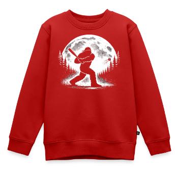 Bigfoot Baseball Spieler - Kinder Premium Organic Sweatshirt - Rot - Vorne - AI Model Kid Female (0cm)
