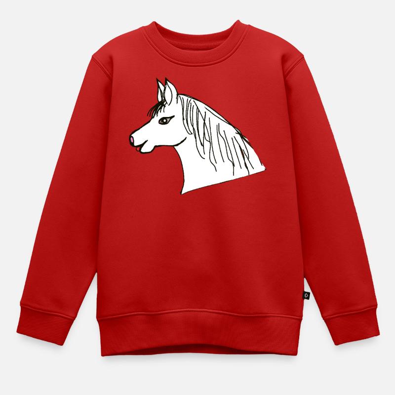 Pferdekopf Pony Pferd Kinder Pferde - Kinder Premium Organic Sweatshirt - Rot