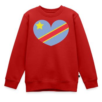 Kongo-Herzflagge - Kinder Premium Organic Sweatshirt - Rot - Vorne - AI Model Kid Female (0cm)