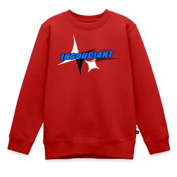 Insouciant Bleu Dynamique - Sweat Premium enfant bio - rouge - Devant - AI Model Kid Female (0cm)