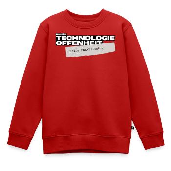 Bin für Technologieoffenheit – Meine Fax-Nr. ist… - Kinder Premium Organic Sweatshirt - Rot - Vorne - AI Model Kid Female (0cm)