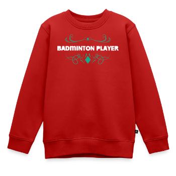 Badmintonspieler Ornament-Design - Kinder Premium Organic Sweatshirt - Rot - Vorne - AI Model Kid Female (0cm)