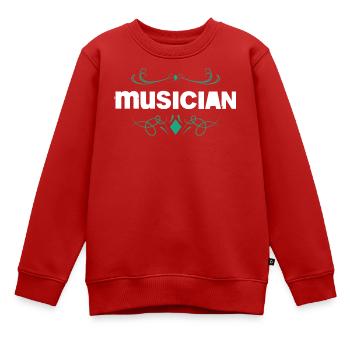 Musiker-Statement mit floralen Ornamenten - Kinder Premium Organic Sweatshirt - Rot - Vorne - AI Model Kid Female (0cm)