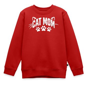 Cat Mom Pfoten Schriftzug - Kinder Premium Organic Sweatshirt - Rot - Vorne - AI Model Kid Female (0cm)