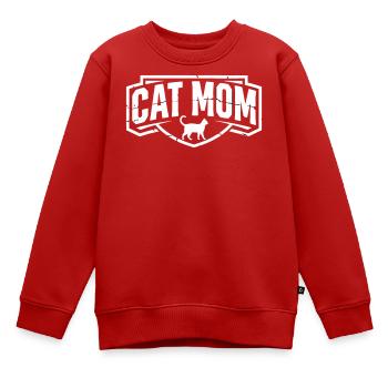 Blason vintage de la Cat Mom - Sweat Premium enfant bio - rouge - Devant - AI Model Kid Female (0cm)