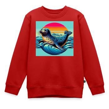 Siegel - Kinder Premium Organic Sweatshirt - Rot - Vorne - AI Model Kid Female (0cm)