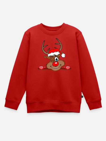Rentier Rudolph - Kinder Premium Organic Sweatshirt - Rot