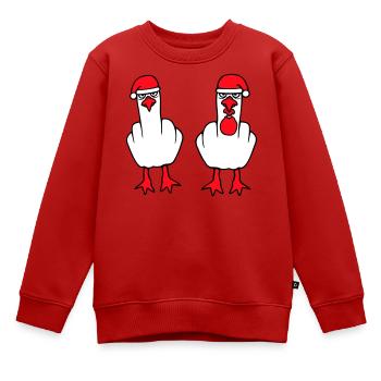 2 Möwen Mittelfinger Beleidigung Weihnachten Team - Kinder Premium Organic Sweatshirt - Rot - Vorne - AI Model Kid Female (0cm)