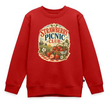 Strawberry Picknick Sommer Design für Frauen/ Uni - Kinder Premium Organic Sweatshirt - Rot - Vorne - AI Model Kid Female (0cm)