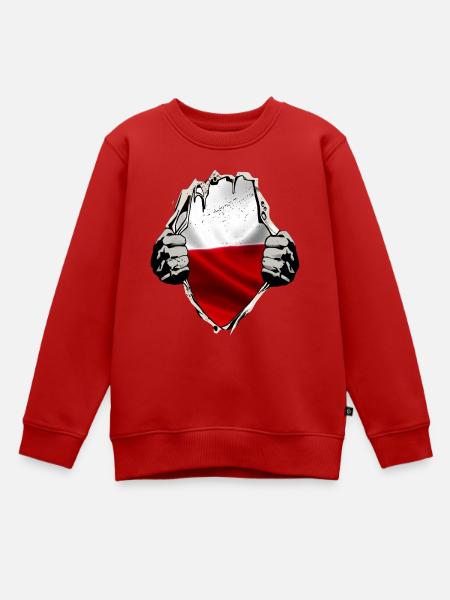 Polen - Polnische Flagge unterm Shirt - Kinder Premium Organic Sweatshirt - Rot